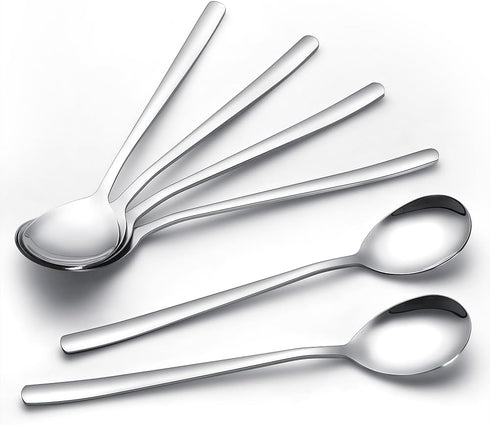 Korean Spoon,6 Pieces Soup Spoons Stainless Steel,Korean Spoons with Long Handles,8 Inch Rice Spoon Dinner Spoon Table Spoon Flatware Set for Home...