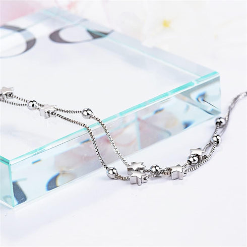 Silver Bracelet for Women Teen Girls, Love Heart Charm Chain Bracelet Bangle with Zircon Fashion Jewelry Gifts...