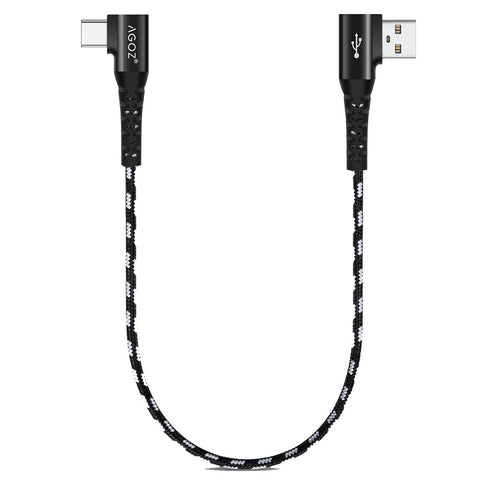 AGOZ 1ft Short USB C Cable, Fast Charger 90 Degree Right Angle Cord Compatible with Samsung Galaxy S24 S23 S22 S21, Note 20,A14 A15 A23 A24 A53 A5...