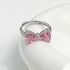 Pink Bow Rings for Women 925 Sterling Silver Cubic Zirconia Mother Daughter Ring Promise Rings for Her Dainty CZ Adjustable Stackable Rings Jewelr...