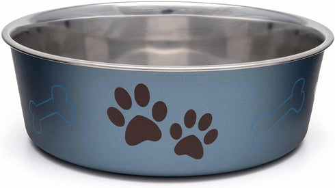 Loving Pets - Bella Bowls - Dog Food Water Bowl No Tip Stainless Steel Pet Bowl No Skid Spill Proof (Large, Blueberry Blue)...