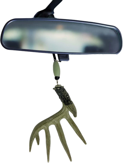 Whitetail Deer Shed Antler Ornament for Rear View Mirror Hunting Charm Accessory for Hunters. Hand Painted Hunting Gift for Friend, Dad, Brother, ...