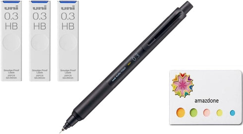 uni Kurutoga KS 0.3mm Mechanical Pencil Black (M3KS1P.24)+uni Mechanical Pencil Lead,The Uni Smudge-Proof Leads 0.3mm HB 3 Set Sticky Notes...