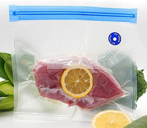 Vacuum Sealer Zipper Bags Sous Vide bags for food BPA Free Reusable Resealable with Air Valve Double Layers Food Storage 3 Sizes15 Pcs...
