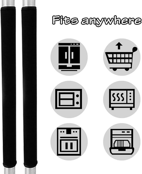 Miaowater 4 PCS Refrigerator Door Handle Covers Kitchen Appliance Decor Handles Anti-Skid Anti-Static Protector Fridge, Dishwasher Oven Keep Off Fingerprints,Food Stains (Black)