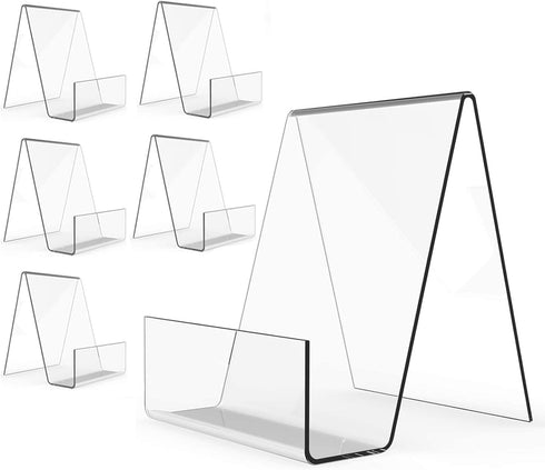 Acrylic Book Stand with Ledge,6PC 4 Inch Clear Acrylic Display Easel Transparent Display Stand Holder Tablet Holder for Displaying Books,Magazine,...