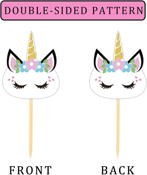 Unicorn Cupcake Toppers Cake Decoration for Unicorn Themed Baby Shower Gender Reveal Party Supplies- Set of 24...
