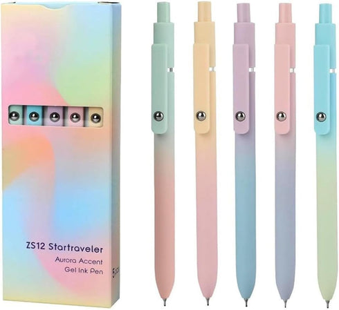sencoo 5 pack Blue Gel Pens and Refills 0.5mm Fine Point Quick Drying Ink Smooth Writing Retractable Pens Student Pens (style3)...
