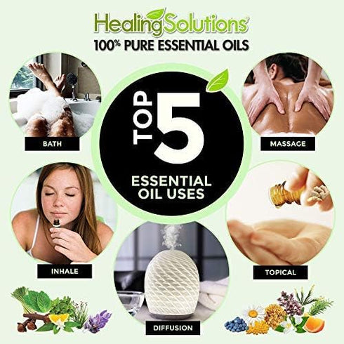 Healing Solutions Organic Peppermint Essential Oil – Pure & Undiluted Peppermint Oil (1 oz / 30ml) - for Hair & Skin...