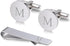 Initial Cufflinks and Tie Clip Set for Men,Stainless steel Letter Cuff Links and Tie Bar Set gift for Father Husband Son Boyfriend...