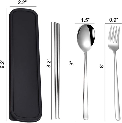 Travel Utensils, 18/8 Stainless Steel 4pcs Cutlery Set Portable Camp Reusable Flatware Silverware, Include Fork Spoon Chopsticks with Case...