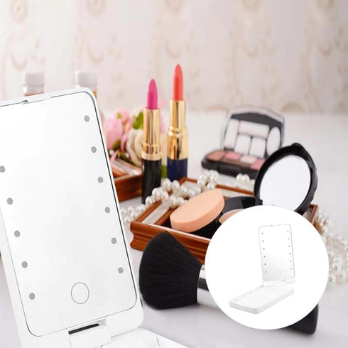 Travel Makeup Brush Set With LED Light Mirror, Travel Makeup Brush Set, Makeup Brush Set with LED Mirror Case Portable Travel Size, Travel Makeup ...