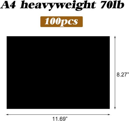 100 Sheets Black Cardstock Thick Paper – A4 Blank Medium Weight 70 lb Cover Card Stock Printer Paper – for Invitations, Scrapbooking, Crafts, DIY ...