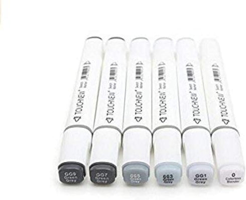 6 Colors Grayscale Art Marker Pen Double-Ended Sketch Markers Alcohol Based Ink Neutral Gray Tones Art Supplies (6 Colors Green gery style)...