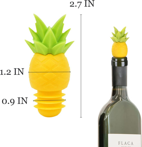 4Pcs Wine Stoppers for Wine Bottles - Pineapple Wine Stopper Wine Bottle Caps Reusable Wine Bottle Stopper Silicone Wine Stopper - Pineapple Bottl...