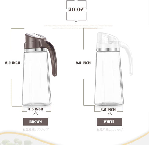 Marbrasse Oil Dispenser for Kitchen,20 OZ /600ml Leakproof Glass Oil Bottle with Auto Flip Cap,Olive Oil Container for Kitchen Cooking (White)...