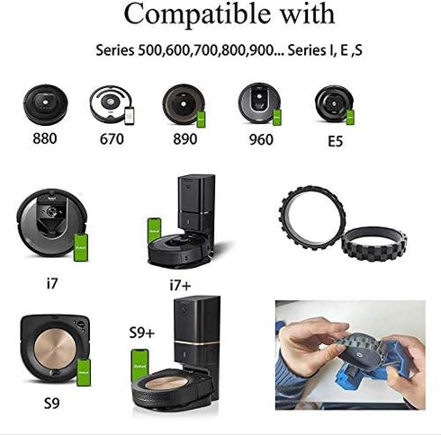 Front Caster Ball Wheel & Drive Wheel Tires Compatible with IRobot Roomba S Series S9 (9150) S9+ S9 Plus (9550) Robot Vacuum Cleaner Accessories R...