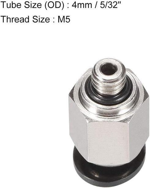 uxcell Straight Pneumatic Push To Quick Connect Fittings M5 Male x 4mm Tube OD Silver Tone 6pcs...