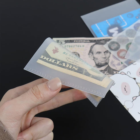 12 Sheets Frosted PP Small Cash Envelope 3.15x3.5 Inch Zipless Mini Budget Cash Stuffing Envelopes No Tab No Hole Card Pockets for Money Planner B...