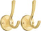 ZUONAI Gold Coat Hooks 2 Pack Heavy Duty Brushed Towel Hooks Screws Solid Brass Wall Gold Hooks for Hanging Coats, Hats, Jacket, Clothing and Keys...
