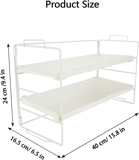 Desktop Organizer Shelf, White 2-Tier Desktop Supplies Storage Rack, Adjustable Storage Rack and Office Cubicle Decor for Tabletop, School, Office...