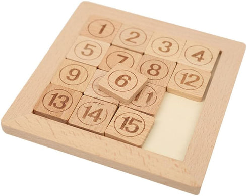 Toddmomy Brain Teasers Toy Wooden Number Slide Puzzle 15 Number Puzzle Slide Game Brain Teaser Sliding Puzzle Math Educational Toys for Kids Boys ...