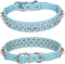 Spiked Dog Collar, Mushrooms Rivet Studded Adjustable Pu Leather Pet Collars for Cats Puppy Dogs (M, Light Blue)...