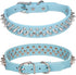 Spiked Dog Collar, Mushrooms Rivet Studded Adjustable Pu Leather Pet Collars for Cats Puppy Dogs (M, Light Blue)...
