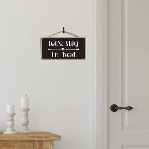 Lets Stay In Bed Sign - Love Wall Decor - Bedroom Wall Decor for Couples - Wall Quotes for Bedroom - Signs for Home Decor Wall...