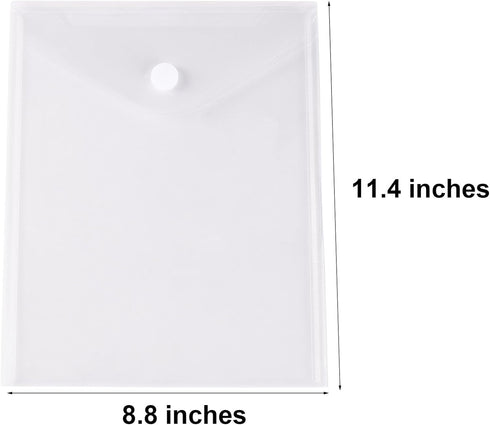 8.5 x 11 Vertical Clear Letter Sized Plastic Envelopes Document File Storage Holder 20 Pack Hook Loop Closure...