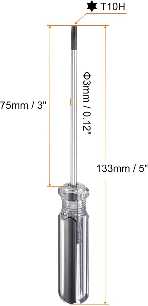 Magnetic Torx Screwdriver 3x75mm Rod T10H Steel Star 6 Point Head Screw Driver with Non-slip Handle for Appliances Repair Improvement, Black...