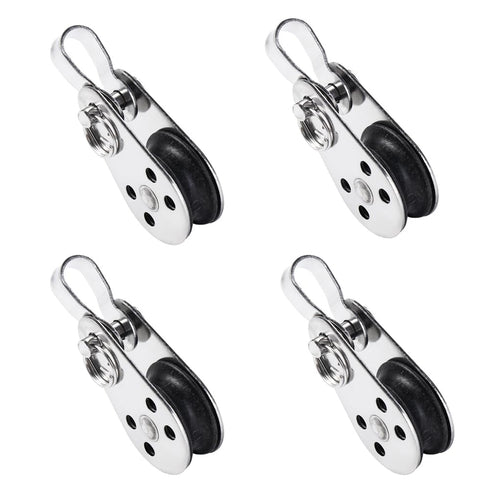 4PCS Stainless Steel Marine Pulley,Pulley Blocks,Bearing Lifting Wheel Tools Nylon Boat Accessories Power Transmission Parts Pulley Towing Wheel F...