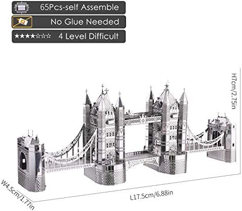 Piececool 3D Puzzles for Adults, London Tower Bridge Metal Models Kit, Famous Landmarks Architecture Building Blocks Models Kits, DIY Craft Toys G...