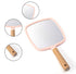 YEAKE Hand Held Mirror with Handle for Makeup,Small Cute Wood Hand Mirror for Shaving with Hole Hanging Single-Sided Portable Travel Vanity Mirror...
