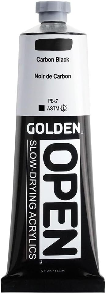 OPEN Slow-Drying Acrylics by GOLDEN, Carbon Black, 5 fl oz. tube, Professional Acrylic Paint, Opaque...
