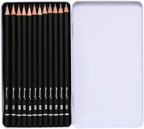 Drawing Sketch Pencils Set 4H 2H H HB B 2B 4B 6B 8B 10B 12B 14B Art Supplies for Drawing Art Sketching Shading Artist Pencils, 12 Count Black...
