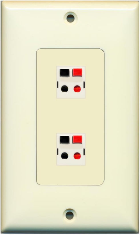 RiteAV - 2 Port Speaker Decorative Wall Plate - Light Almond - Bracket Included...