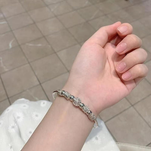 Sterling Silver Bangle Bracelets for Women, Mother's Day Gift 925 silver Cuff Bracelet Adjustable Jewelry Fashion Simple Open Bangles Cuff Jewelry...