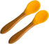 Baby Spoons Bamboo Feeding Spoon 5.5" with Silicone Tip BPA Free Toddler Food Spoons Yellow 2 PACK...