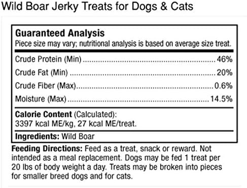 Dr. Mercola Wild Boar Jerky for Dogs and Cats, 4 oz. (113g), Made with Wild Boar, non GMO, Gluten Free, Soy Free...