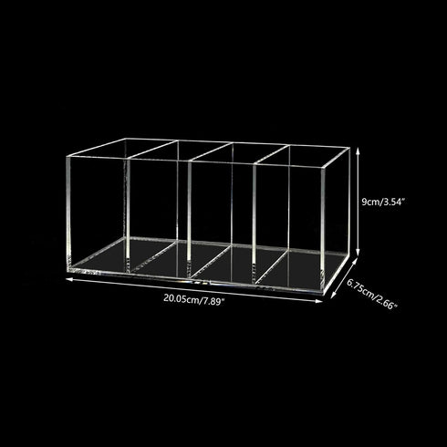 Acrylic Pen Holder 4 Compartments Clear Pencil Holder Organizer Makeup Brush Holder...