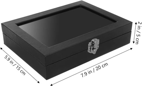 Badge Storage Box Pin Display Small Jewelry Tray Pin Badge Display Case Glass Container Wood Monitor Stand Badge Holder Badge Brooch Case Desktop ...