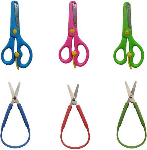 Loop Scissors for Children and Teens,Preschool Training Scissors,Children Safety Scissors,Easy-Open Squeeze Handles, For Special Needs (6-Pack)...