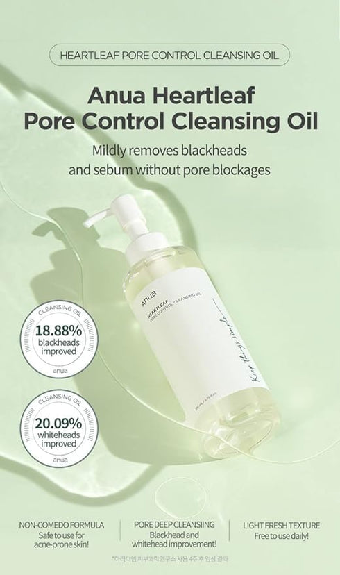 ANUA Heartleaf Pore Control Cleansing Oil, Oil Cleanser for Face, Makeup Blackhead Remover, Korean Skin Care 6.76 fl oz(200ml) (original)...