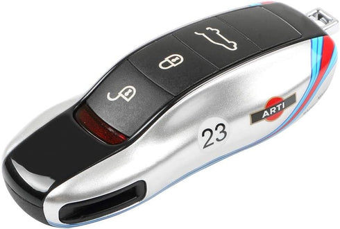 Car Key Protection Keychain, Key Cover Comptatible with Porsche Cayenne Panamera 911 (Old Silver)...