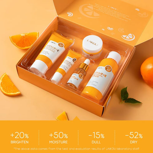 Skin Care Set Vitamin C Women Beauty Gift Sets Skin Care Kit with Cleanser, Toner, Serum, Eye Cream, Face Cream Travel Kit for Women Teen Girls Mo...