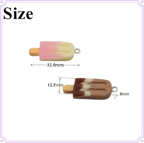 Fundiyoug 30 Pcs Ice Cream Charm Rainbow Resin Ice-Lolly Pendants Mini Popsicle Flatback Charms for DIY Earring Keychain Necklace Bracelet Jewelry...