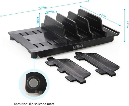 Adjustable Universal Multi Device Organizer Dock Stand Holder, Tablet Cell Phone Desktop Stand for iPhone Samsung Galaxy Google Nexus Kindle (Blac...
