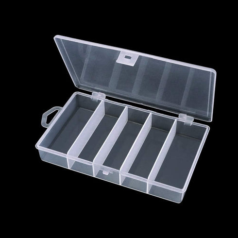 4 Pack 5 Grid Clear Plastic Fishing Tackle Bait Hooks Storage Box,Visible Bead Jewelry Making Findings Utility Organizer Container Case for Jewelr...
