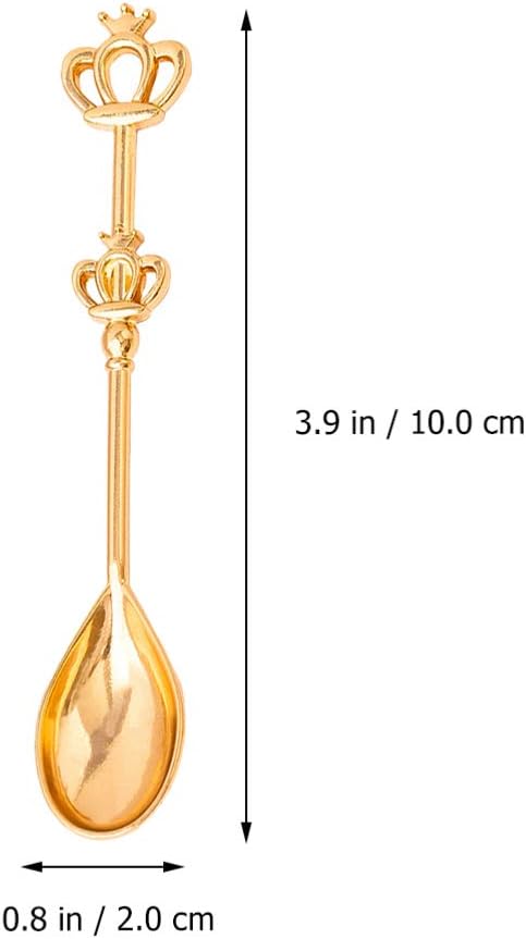ABOOFAN 8PCS Stainless Steel Golden Coffee Cake Spoon Crown Cake Spoons Small Teaspoon for Ice-Cream, Soup, Salt, Sugar, Tea Stirring...